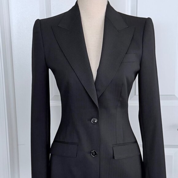DOLCE & GABBANA BLACK PINSTRIPED BLAZER - IT 40 - Picture 1 of 11